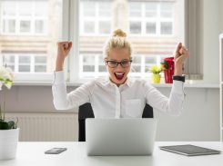 office person celebrating success office person celebrating success
